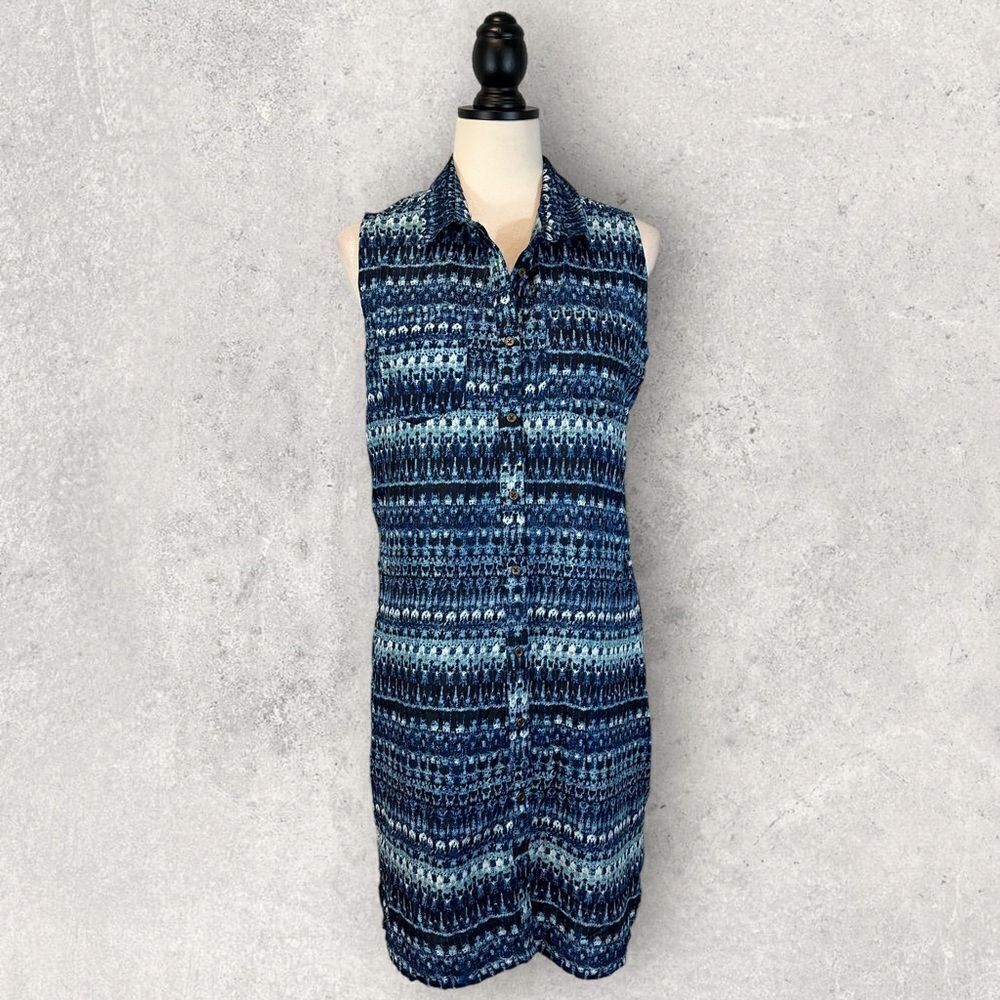 NWT French Laundry Button Front Sleeveless Shirt Dress Size M